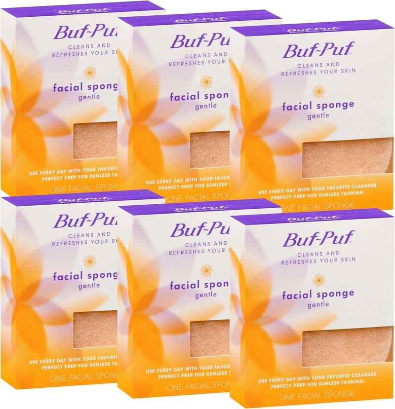 Buf-Puf Gentle Facial Sponge, Pack of 6 - Perfect for Cleansing and Exfoliating - Image 1